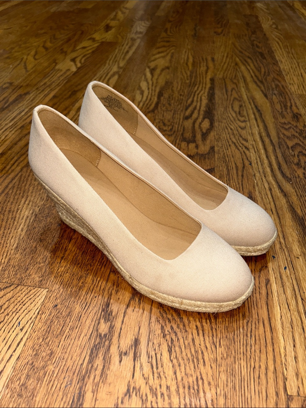 J. Crew Factory Cream Canvas Espadrille Wedge Pumps